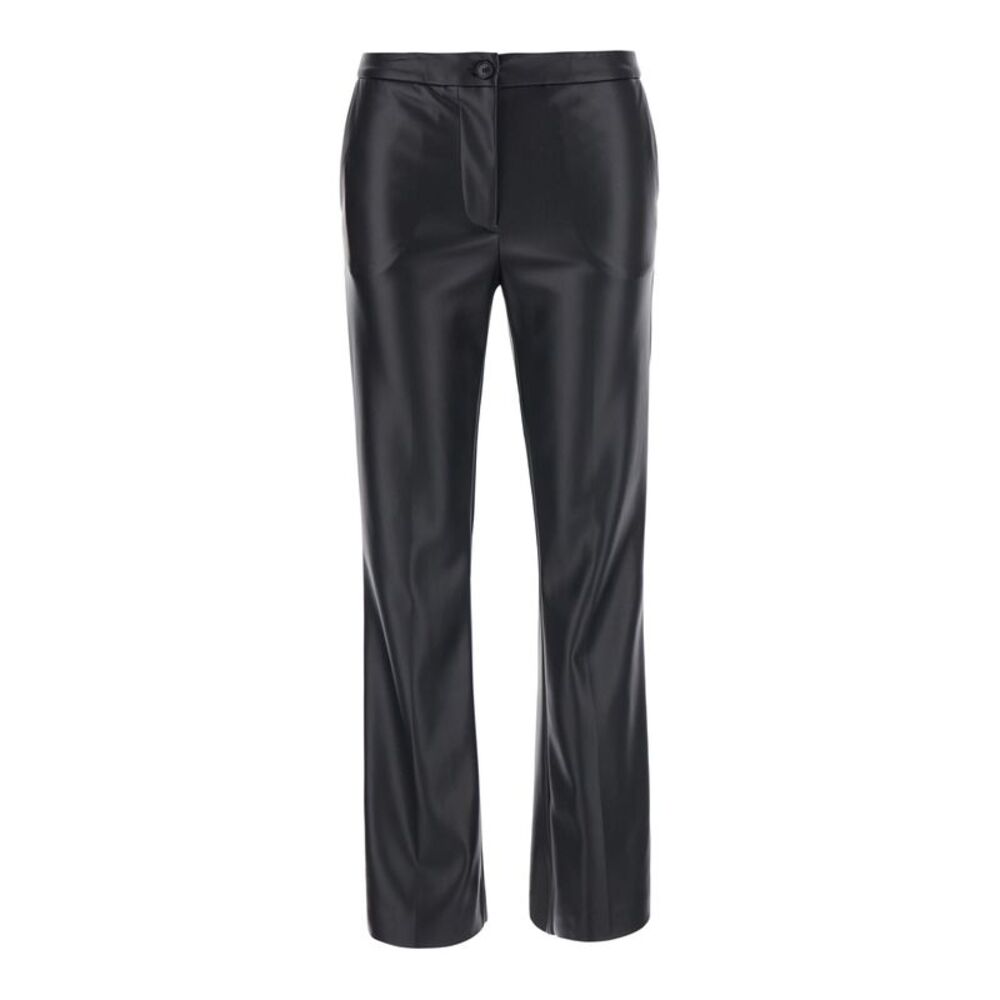 Jucca Women Black Pants With Button Closure In Ecoleather Woman